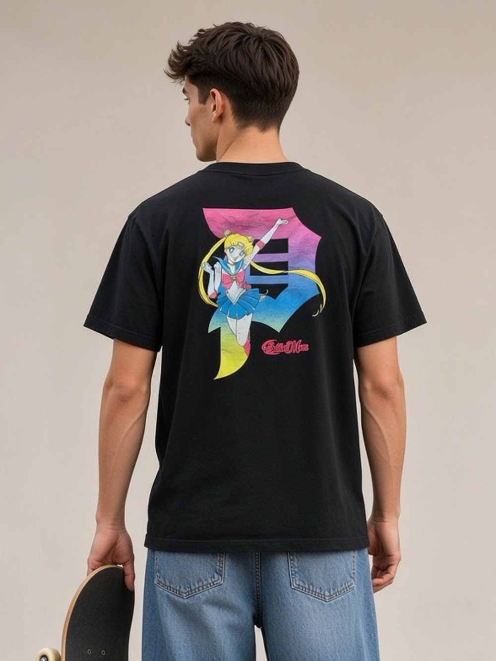 Primitive x Sailor Moon Anime Graphic Skate Tee | Unisex L | Black Pink